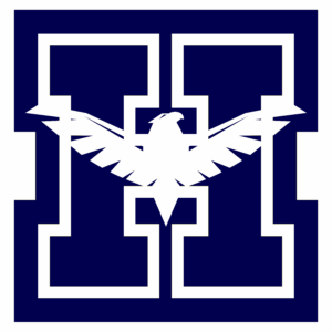 Alexander Hamilton School-Blue_Logo Stylized block letter “H” in navy and yellow with a eagle silhouette centered over the letter.